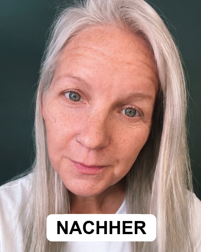 Selfie derselben Frau, nachher