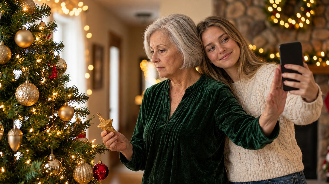 Dorothea an Weihnachten mit ihrer Enkelin