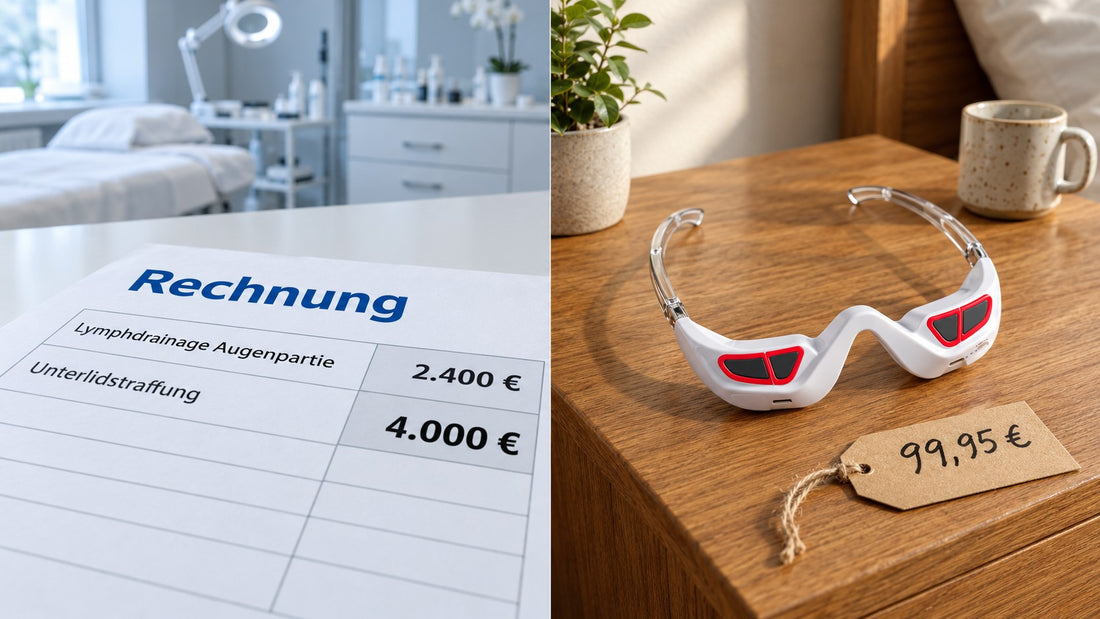 Rechnung für Lymphdrainage und Unterlidstraffung neben Lumiva für 99,95 €
